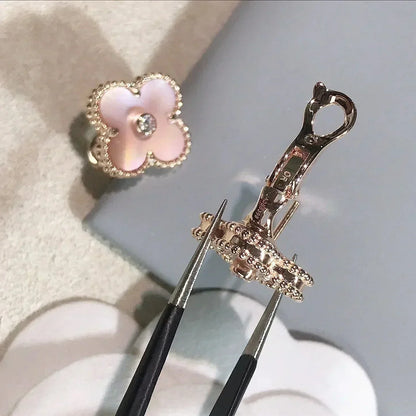 [Super Jewellery]CLOVER MEDIUM 1 MOTIFS  PINK MOP DIAMOND EARRINGS