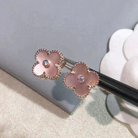 [Super Jewellery]CLOVER MEDIUM 1 MOTIFS  PINK MOP DIAMOND EARRINGS