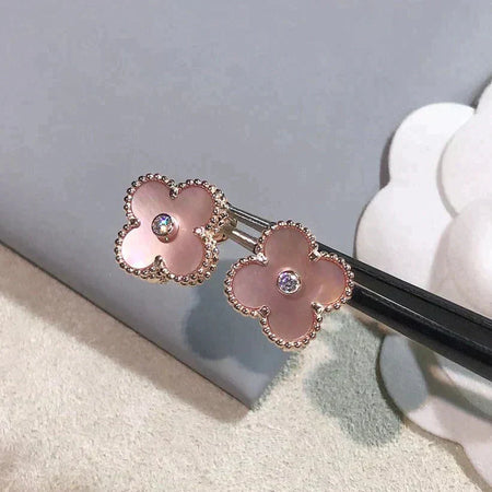 [Super Jewellery]CLOVER MEDIUM 1 MOTIFS  PINK MOP DIAMOND EARRINGS