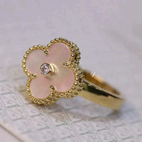 [Super Jewellery]CLOVER PINK MOP RING GOLD DIAMOND