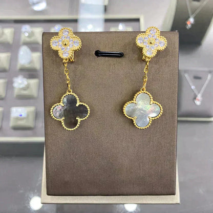 [Super Jewellery]CLOVER  2 MOTIFS  DIAMOND  EARRINGS (MULTIPLE CHOICESç´
