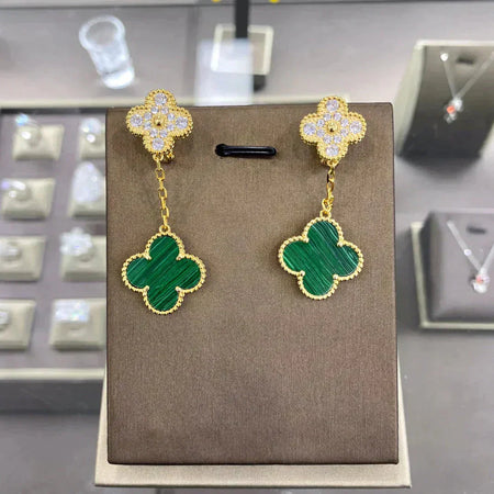 [Super Jewellery]CLOVER  2 MOTIFS  DIAMOND  EARRINGS (MULTIPLE CHOICESç´