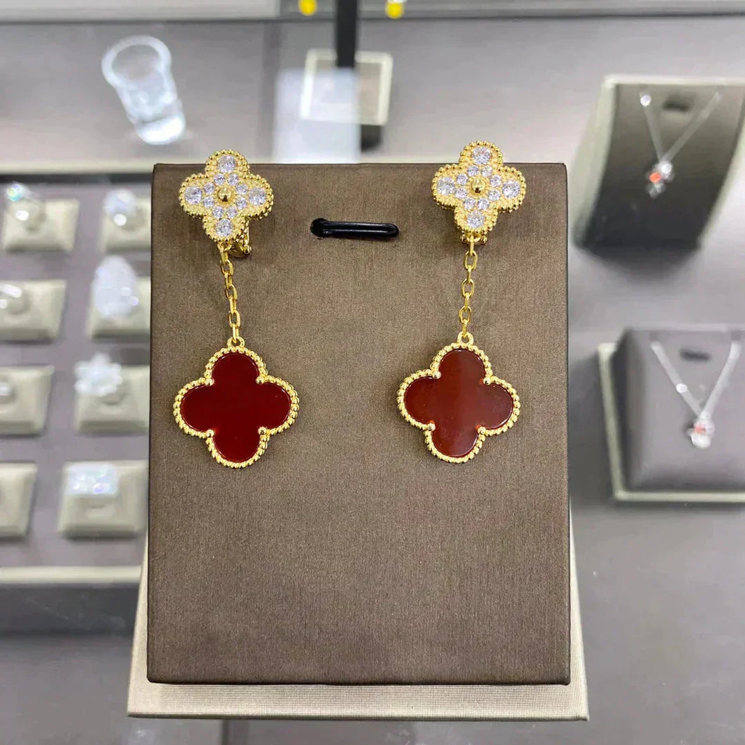 [Super Jewellery]CLOVER  2 MOTIFS  DIAMOND  EARRINGS (MULTIPLE CHOICESç´