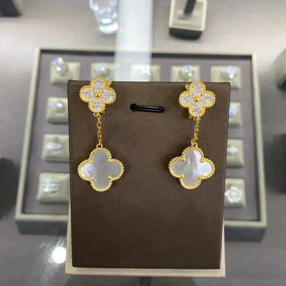 [Super Jewellery]CLOVER  2 MOTIFS  DIAMOND  EARRINGS (MULTIPLE CHOICESç´