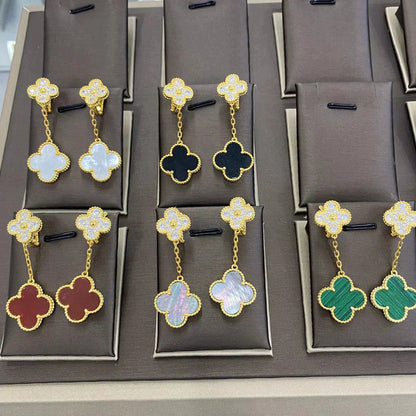 [Super Jewellery]CLOVER  2 MOTIFS  DIAMOND  EARRINGS (MULTIPLE CHOICESç´