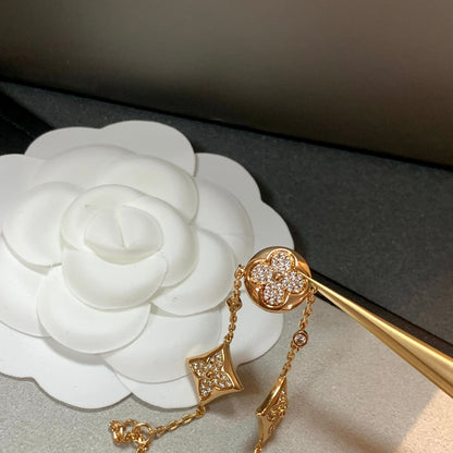 [Super Jewellery]STAR AND SUN 4 MOTIFS GOLD DIAMONDS BRACELET