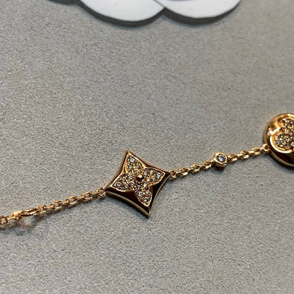[Super Jewellery]STAR AND SUN 4 MOTIFS GOLD DIAMONDS BRACELET