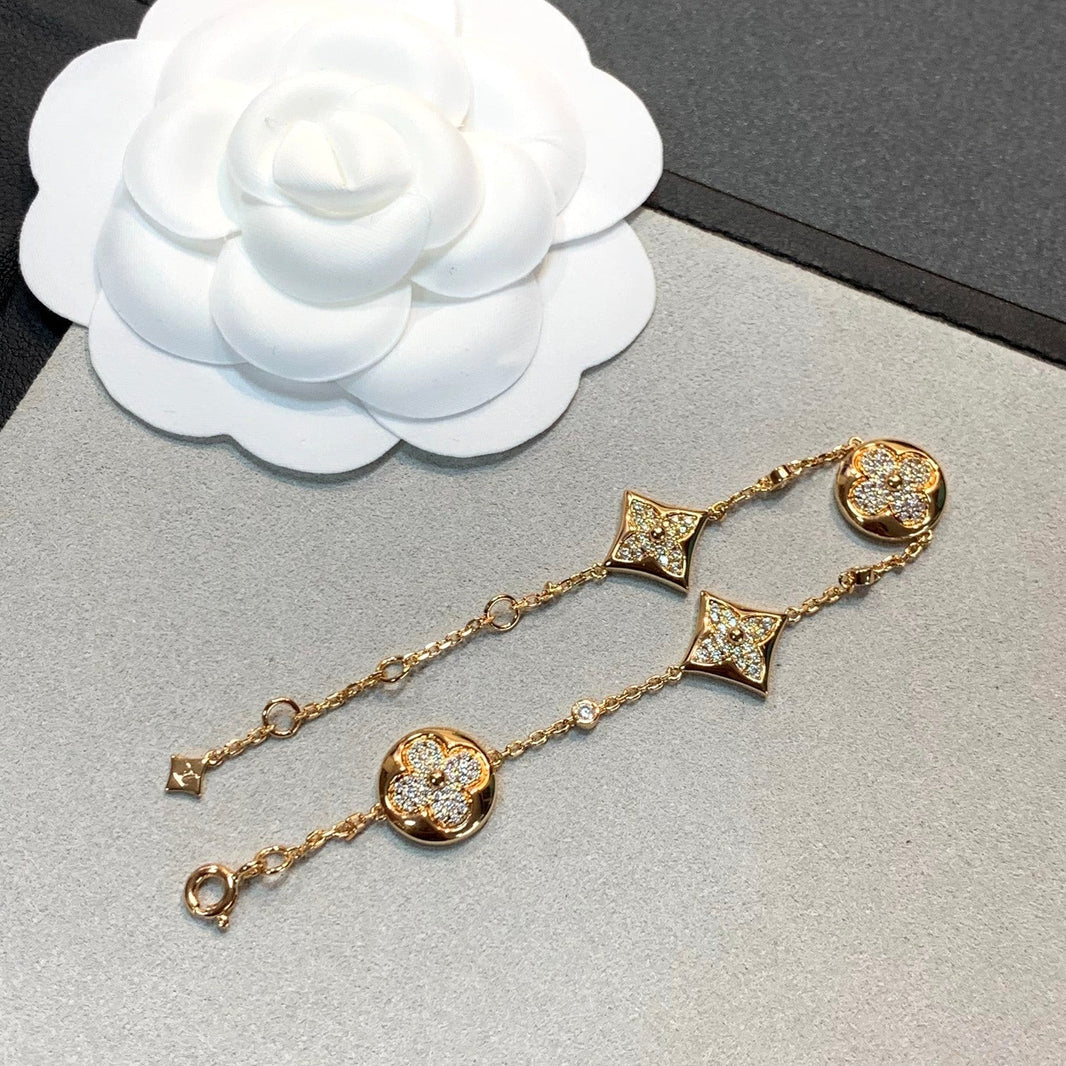 [Super Jewellery]STAR AND SUN 4 MOTIFS GOLD DIAMONDS BRACELET