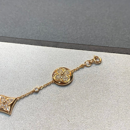 [Super Jewellery]STAR AND SUN 4 MOTIFS GOLD DIAMONDS BRACELET