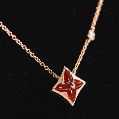 [Super Jewellery]STAR NECKLACE PINK GOLD 1 DIAMOND