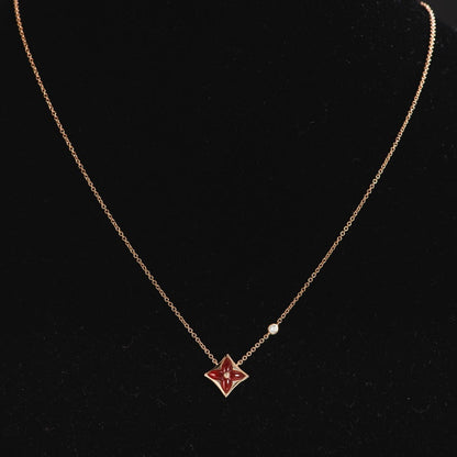 [Super Jewellery]STAR NECKLACE PINK GOLD 1 DIAMOND