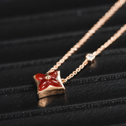 [Super Jewellery]STAR NECKLACE PINK GOLD 1 DIAMOND