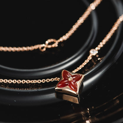 [Super Jewellery]STAR NECKLACE PINK GOLD 1 DIAMOND