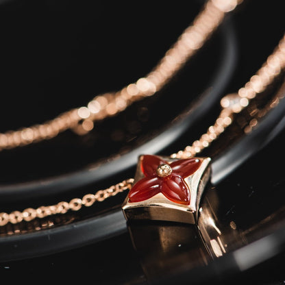 [Super Jewellery]STAR NECKLACE PINK GOLD 1 DIAMOND