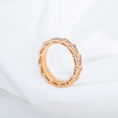 [Super]SERPENTI RING PINK GOLD DIAMOND PAVED 3MM