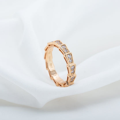 [Super]SERPENTI RING PINK GOLD DIAMOND PAVED 3MM