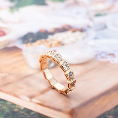[Super]SERPENTI RING PINK GOLD DIAMOND PAVED 3MM