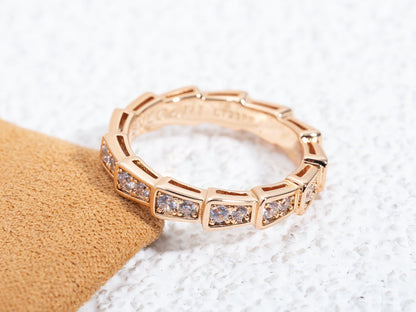 [Super]SERPENTI RING PINK GOLD DIAMOND PAVED 3MM