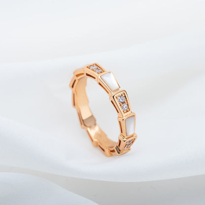 [Super]SERPENTI RING PINK GOLD DIAMOND MOP 3MM