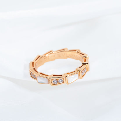 [Super]SERPENTI RING PINK GOLD DIAMOND MOP 3MM
