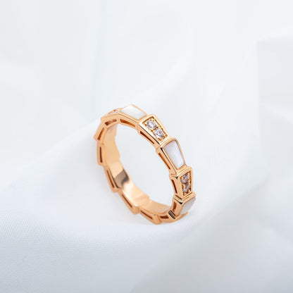 [Super]SERPENTI RING PINK GOLD DIAMOND MOP 3MM