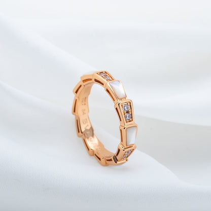 [Super]SERPENTI RING PINK GOLD DIAMOND MOP 3MM