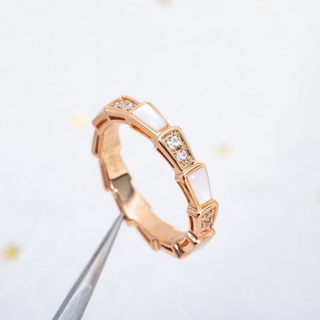 [Super]SERPENTI RING PINK GOLD DIAMOND MOP 3MM