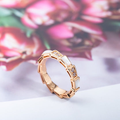 [Super]SERPENTI RING PINK GOLD DIAMOND MOP 3MM