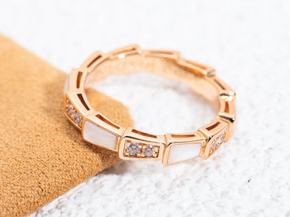[Super]SERPENTI RING PINK GOLD DIAMOND MOP 3MM