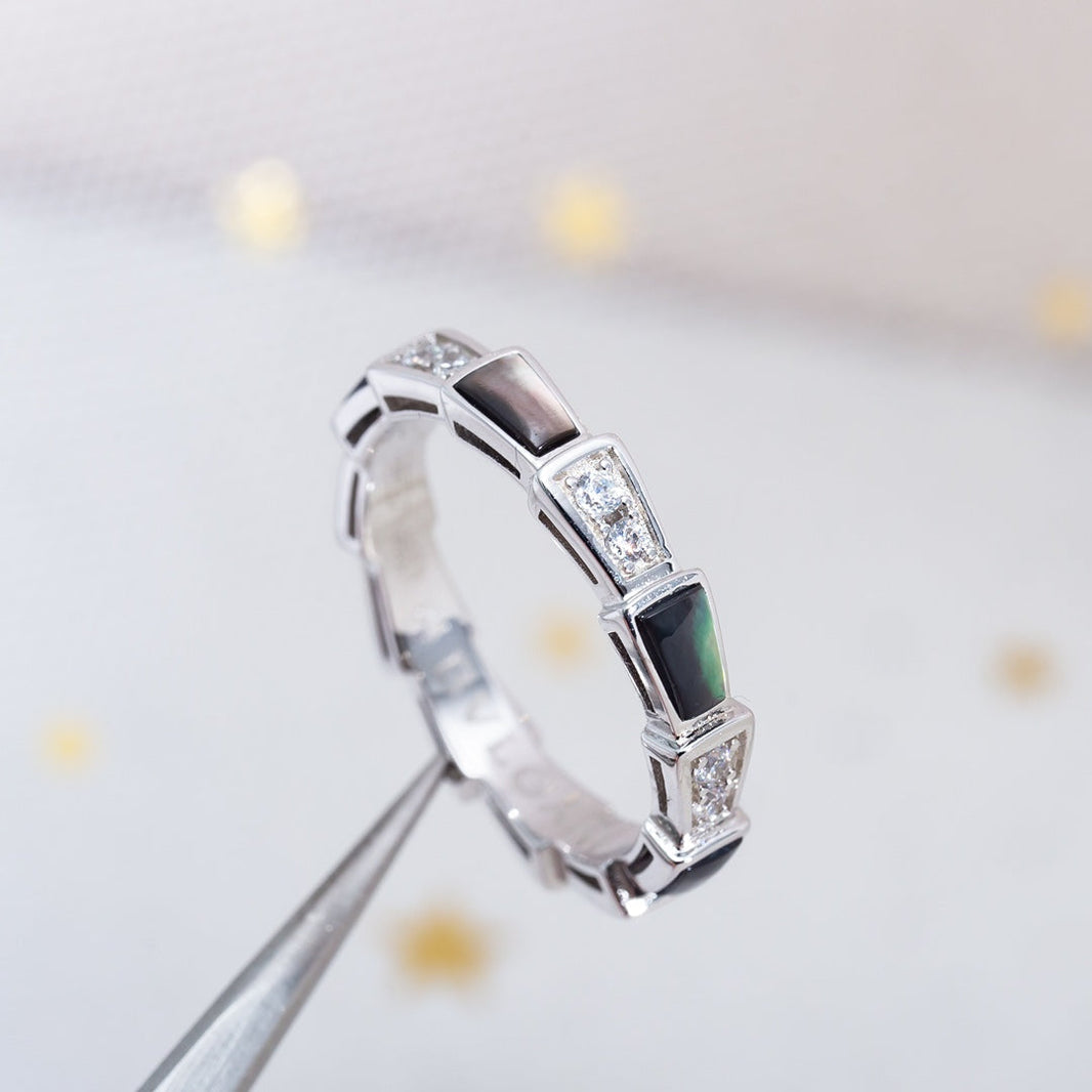 [Super]SERPENTI RING SILVER  DIAMOND BLACK MOP 3MM