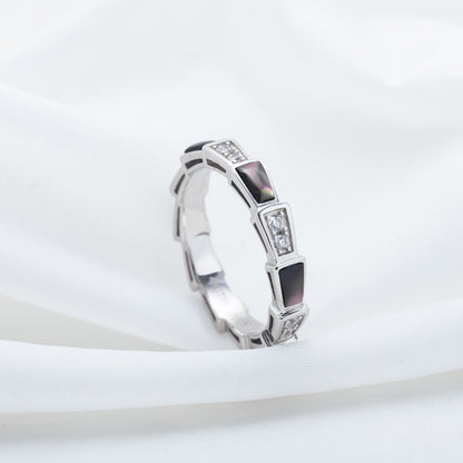 [Super]SERPENTI RING SILVER  DIAMOND BLACK MOP 3MM