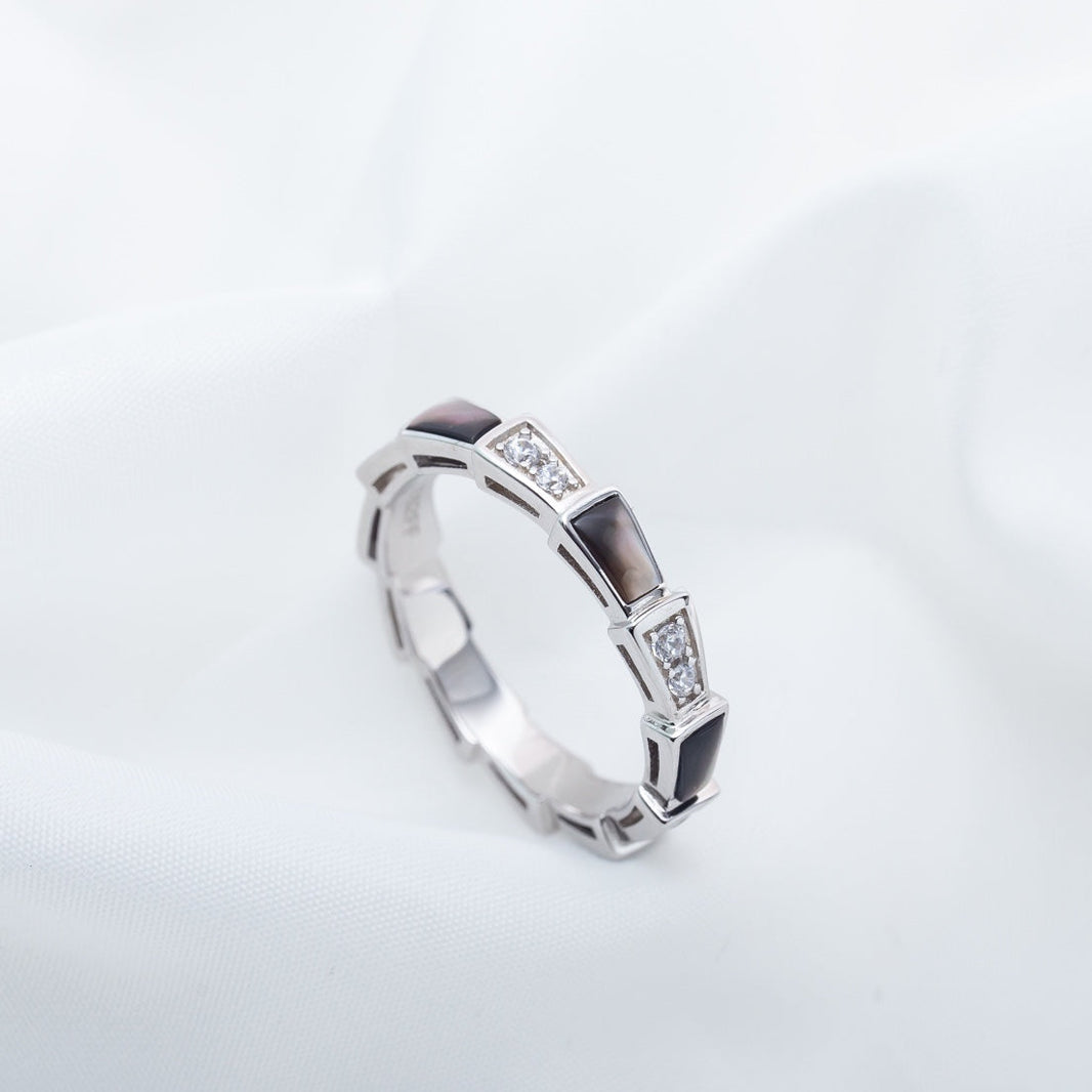 [Super]SERPENTI RING SILVER  DIAMOND BLACK MOP 3MM