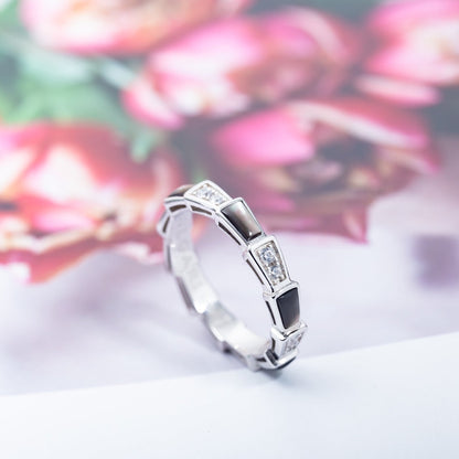 [Super]SERPENTI RING SILVER  DIAMOND BLACK MOP 3MM