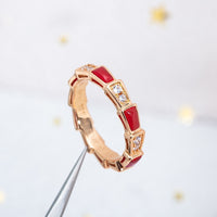 [Super]SERPENTI RING PINK GOLD CARNELIAN DIAMOND 3MM