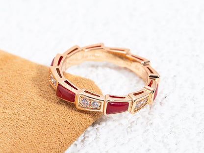 [Super]SERPENTI RING PINK GOLD CARNELIAN DIAMOND 3MM