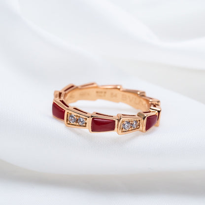 [Super]SERPENTI RING PINK GOLD CARNELIAN DIAMOND 3MM