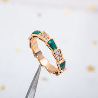 [Super]SERPENTI RING PINK GOLD MALACHITE DIAMOND 3MM