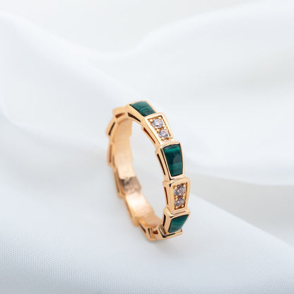[Super]SERPENTI RING PINK GOLD MALACHITE DIAMOND 3MM