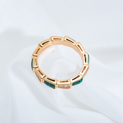 [Super]SERPENTI RING PINK GOLD MALACHITE DIAMOND 3MM