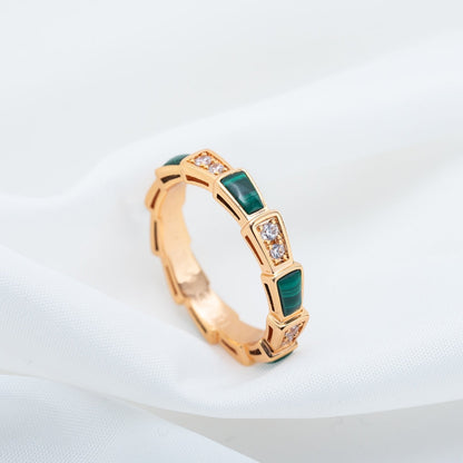 [Super]SERPENTI RING PINK GOLD MALACHITE DIAMOND 3MM