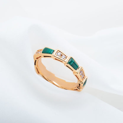 [Super]SERPENTI RING PINK GOLD MALACHITE DIAMOND 3MM