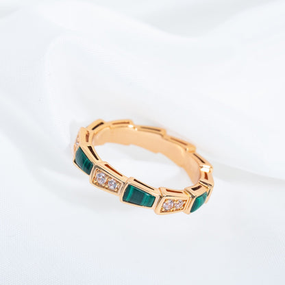 [Super]SERPENTI RING PINK GOLD MALACHITE DIAMOND 3MM