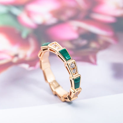 [Super]SERPENTI RING PINK GOLD MALACHITE DIAMOND 3MM
