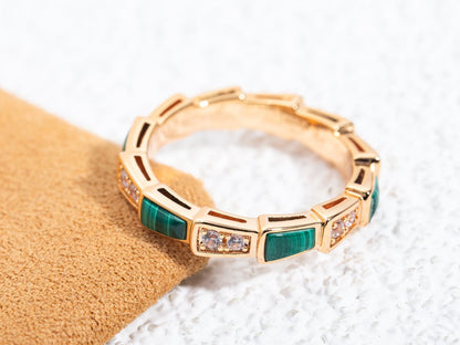 [Super]SERPENTI RING PINK GOLD MALACHITE DIAMOND 3MM