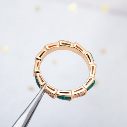 [Super]SERPENTI RING PINK GOLD MALACHITE DIAMOND 3MM