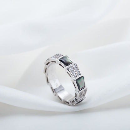 [Super]SERPENTI RING SILVER DIAMOND BLACK MOP 4MM