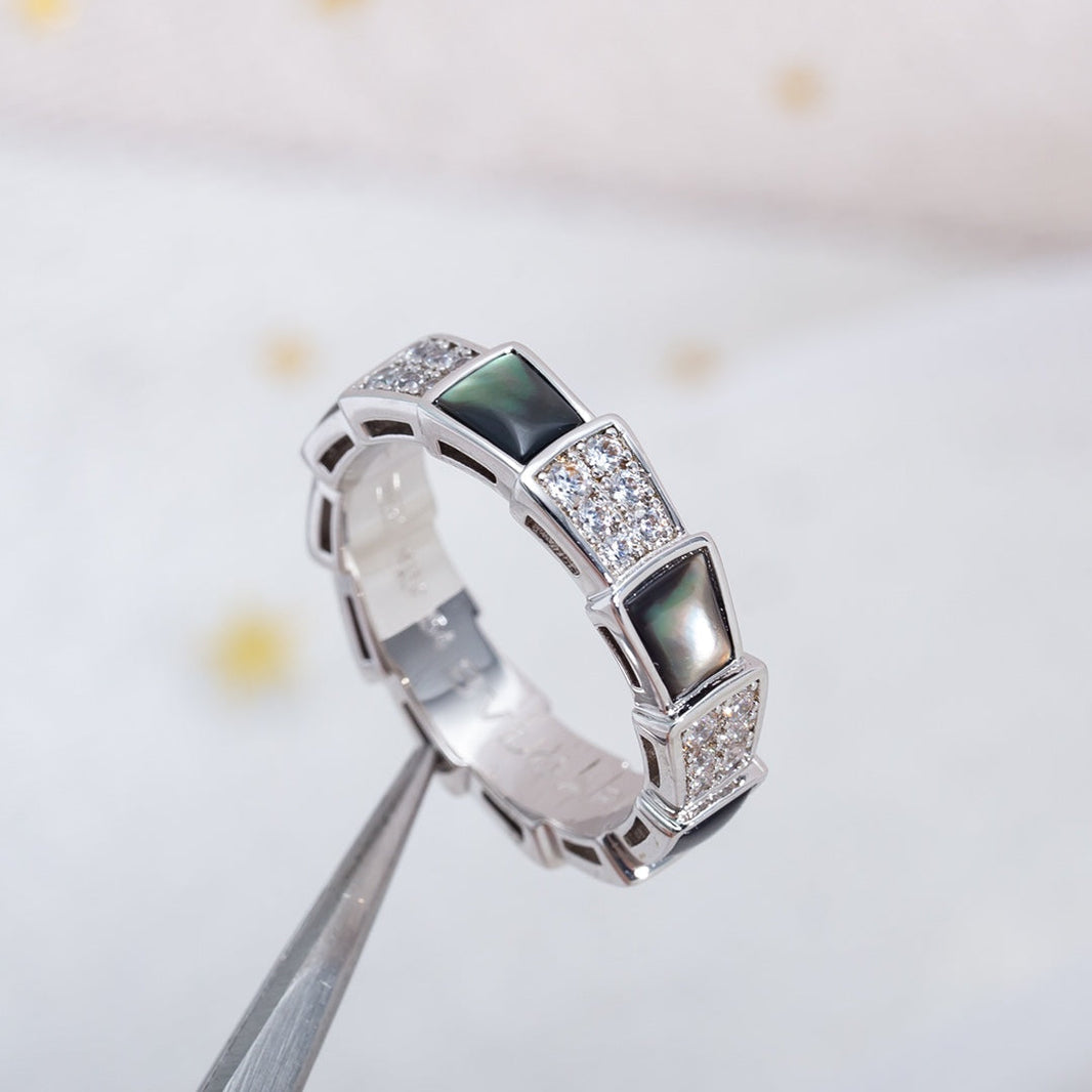 [Super]SERPENTI RING SILVER DIAMOND BLACK MOP 4MM