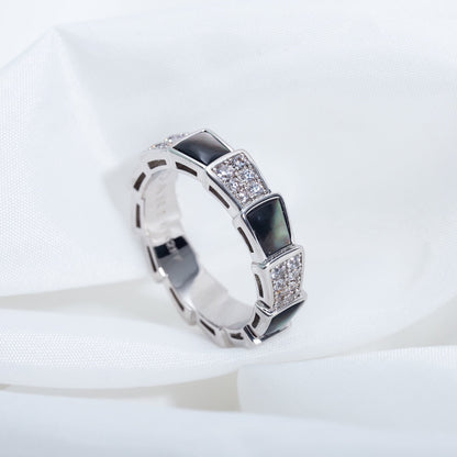 [Super]SERPENTI RING SILVER DIAMOND BLACK MOP 4MM