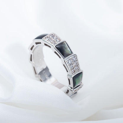 [Super]SERPENTI RING SILVER DIAMOND BLACK MOP 4MM