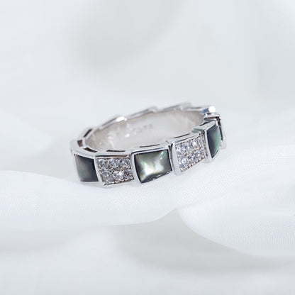 [Super]SERPENTI RING SILVER DIAMOND BLACK MOP 4MM